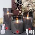 Flameless Candle Night Light, Motion Sensor Auto Switch On/Off, Rechargeable LED Glass Night Light with Remote Control and Timer Function, Ideal Kids Adults Nightlight for Bedroom, Bathroom, Hallway