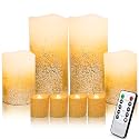 Yinuo Candle Flameless Candles,Battery Operated LED Candles with Remote and Timer,Fake Electric Candles Flickering Flameless Candles for Wedding,Holiday,Party,Home (Set of 8,Gold)