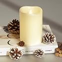 Flameless Candles Last 1300+ Hours Real Wax Flame Effect Auto-Moving 3D Wick, LED Pillar Candles with Timers Battery Operated - Ivory 6“6”