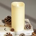 Flameless Candles Last 1300+ Hours Real Wax Flame Effect Auto-Moving 3D Wick, LED Pillar Candles with Timers Battery Operated - Ivory 8"