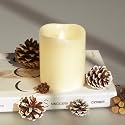 Flameless Candles Last 1300+ Hours Real Wax Flame Effect Auto-Moving 3D Wick, LED Pillar Candles with Timers Battery Operated - Ivory 4" 4”