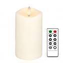 Flameless Pillar Candle with Remote Timer, 3D Moving Flame Real Wax Led Pillar Candles (Ivory, 3''x4'')