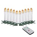 Flameless Taper Candles with Remote Control Set of 10 Led Electric Battery Powered Warm White Flicker Lights Realistic Christmas Candles with Detachable Clips Birthday Led Lighting