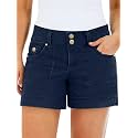 Flamingals Women's Mid Waist Solid Split Side Flap Pocket Casual Shorts