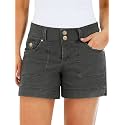 Flamingals Women's Mid Waist Solid Split Side Flap Pocket Casual Shorts