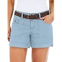 Flamingals Women's Mid Waist Solid Split Side Flap Pocket Casual Shorts
