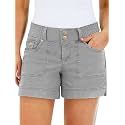 Flamingals Women's Mid Waist Solid Split Side Flap Pocket Casual Shorts
