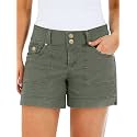 Flamingals Women's Mid Waist Solid Split Side Flap Pocket Casual Shorts