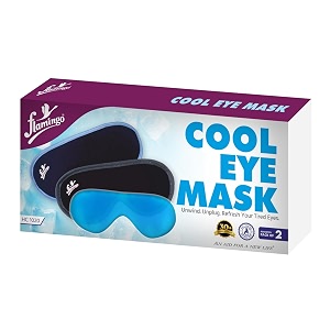 flamingo cool eye mask 2 pack  reusable gel masks for puffy screen-tired eyes  cold compress for eye strain amp puffiness  adjustable amp re-freezable