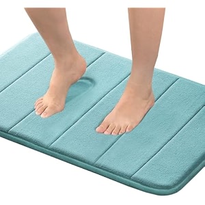 flamingo p 1734x2434 microfiber memory foam bath mat with anti-skid bottom non-slip quickly drying green striped pattern