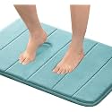 Flamingo P 17"X24" Microfiber Memory Foam Bath Mat with Anti-Skid Bottom Non-Slip Quickly Drying Green Striped Pattern