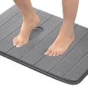 Flamingo P Soft Non Slip Absorbent Bath Rugs Bathroom Rug Set Memory Foam Bath Mats for Bathroom (Brown Striped Pattern, Size: W17 x L24)