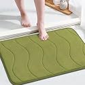 Flamingo P Memory Foam Bath Mat Non Slip Bathroom Rugs Bath Rug for Bathroom Super Absorbent Machine Washable Bath Rug Carpet for Bathroom Floor, Tub and Shower, 24x17 Inches, Olive
