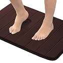 Flamingo P Soft Non Slip Absorbent Bath Rugs Bathroom Rug Set Memory Foam Bath Mats for Bathroom (Brown Striped Pattern, Size: W20 x L32)