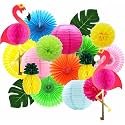 Flamingo Party Honeycomb Decoration, Hanging Paper Fan, Palm Leaf , Pineapple Paper lanternFiesta Party Supplies, Tissue Paper Flowers for Hawaiian Beach Luau Party Birthday Wedding Photo Backdrop