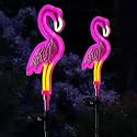 Flamingo Solar Lights Outdoor Decor, Solar Pink Flamingos Outdoor for Yard Decorations,Pink Neon Solar Flamingo Garden Lights for Outside,Pathways,Patio or Lawn Decor,Gifts for Mom(2Pack)