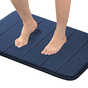 flamingop striped pattern fieldcrest luxury bath rugs 17 inch by 24 inch navy