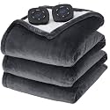Flannel Soft Blanket, Comfortable Temperature-Adjustable Heating Blanket for Bed, Sofa (100x90 Inches, Cream White)(08 - Dark Grey)
