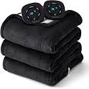 Flannel Soft Blanket, Comfortable Temperature-Adjustable Heating Blanket for Bed, Sofa (100x90 Inches, Cream White)(07 - Black)