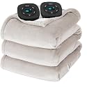 Flannel Soft Blanket, Comfortable Temperature-Adjustable Heating Blanket for Bed, Sofa (100x90 Inches, Cream White)(01 - Cream)