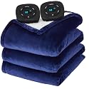 Flannel Soft Blanket, Comfortable Temperature-Adjustable Heating Blanket for Bed, Sofa (100x90 Inches, Cream White)(06 - Pageant Blue)