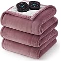 Flannel Soft Blanket, Comfortable Temperature-Adjustable Heating Blanket for Bed, Sofa (100x90 Inches, Cream White)(14 - Pink)