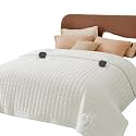 Flannel Soft Blanket, Comfortable Temperature-Adjustable Heating Blanket for Bed, Sofa (100x90 Inches, Cream White)(16 - Ivory)