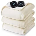 Flannel Soft Blanket, Comfortable Temperature-Adjustable Heating Blanket for Bed, Sofa (100x90 Inches, Cream White)(12 - Ivory)