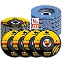 Flap Discs 4 1/2 for Angle Grinder, 12 Pcs Flap Discs 40/60/80/120 Grit, 4.5" x 7/8" High Density Zirconia Type 27 Flap Sanding Disc for Grinding, Rust Removal, Sanding and Finishing -12 Packs