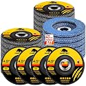 Flap Discs 4 1/2 for Angle Grinder, 40 Pcs Flap Discs 40/60/80/120 Grit, 4.5" x 7/8" High Density Zirconia Type 27 Flap Sanding Disc for Grinding, Rust Removal, Sanding and Finishing - 40Packs