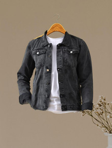 Flaring Full Sleeve Solid Men Denim Jacket