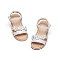 Flaryzone Toddler Girls Sandals Open Toe Flats Flower Girl Dress Shoes
