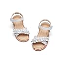 Flaryzone Toddler Girls Sandals Open Toe Flats Flower Girl Dress Shoes
