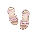 Flaryzone Toddler Girls Sandals Open Toe Flats Flower Girl Dress Shoes