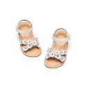 Flaryzone Toddler Girls Sandals Open Toe Flats Flower Girl Dress Shoes