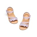 Flaryzone Toddler Girls Sandals Open Toe Flat Flower Girl Dress Shoes