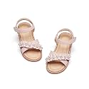 Flaryzone Toddler Girls Sandals Open Toe Flats Flower Girl Dress Shoes