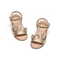 Flaryzone Toddler Girls Sandals Open Toe Flats Flower Girl Dress Shoes
