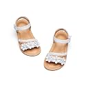 Flaryzone Toddler Girls Sandals Open Toe Flat Flower Girl Dress Shoes