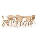 Flash Furniture 48x24 in Rectangular Activity Table with 6 Chairs, Natural