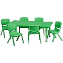 Flash Furniture 48x24 in Rectangular Activity Table with 6 Chairs, Green