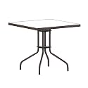 Flash Furniture Barker 31.5'' Square Tempered Glass Metal Table, Bronze