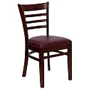 Flash Furniture HERCULES Series Ladder Back Mahogany Wood Restaurant Chair - Burgundy Vinyl Seat
