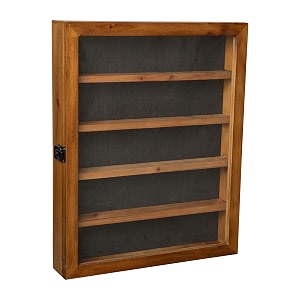 flash furniture maverick medals display case 4 removable shelves velvet covered foam back board acrylic window anti-theft lock with keys 145x175 rustic brown