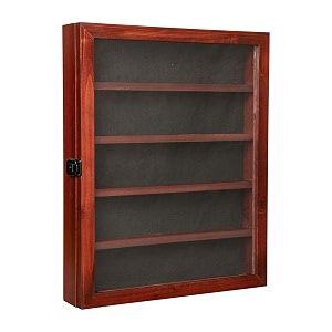 flash furniture maverick medals display case 4 removable shelves velvet covered foam back board acrylic window anti-theft lock with keys 145x175 mahogany