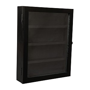 flash furniture maverick medals display case 3 removable shelves velvet covered foam back board acrylic window anti-theft lock with keys 11x14 black