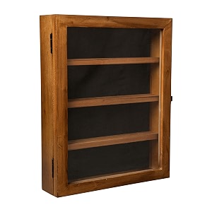 flash furniture maverick medals display case 3 removable shelves velvet covered foam back board acrylic window anti-theft lock with keys 11x14 rustic brown