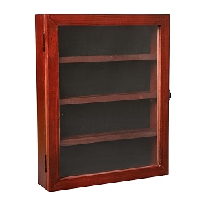 flash furniture maverick medals display case 3 removable shelves velvet covered foam back board acrylic window anti-theft lock with keys 11x14 mahogany