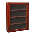 Flash Furniture Maverick Medals Display Case, 3 Removable Shelves, Velvet Covered Foam Back Board, Acrylic Window, Anti-Theft Lock with Keys, 11x14, Mahogany