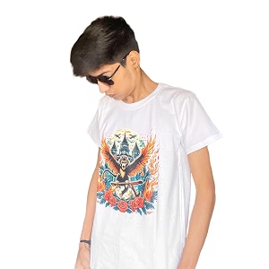 White Printed T-Shirt for Men Pure Cotton